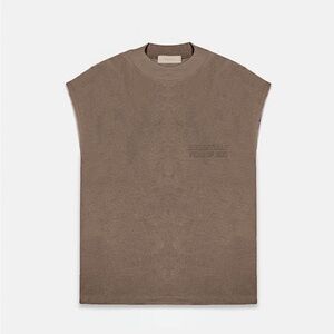 Essentials Fear of God Brown Kid’s Wood Brown Muscle T Shirt size 6/7 NWT